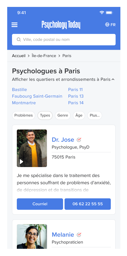l'annuaire de psychology today