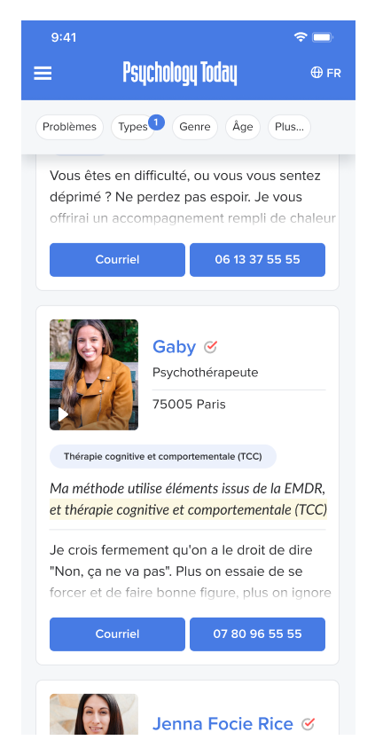 l'annuaire de psychology today